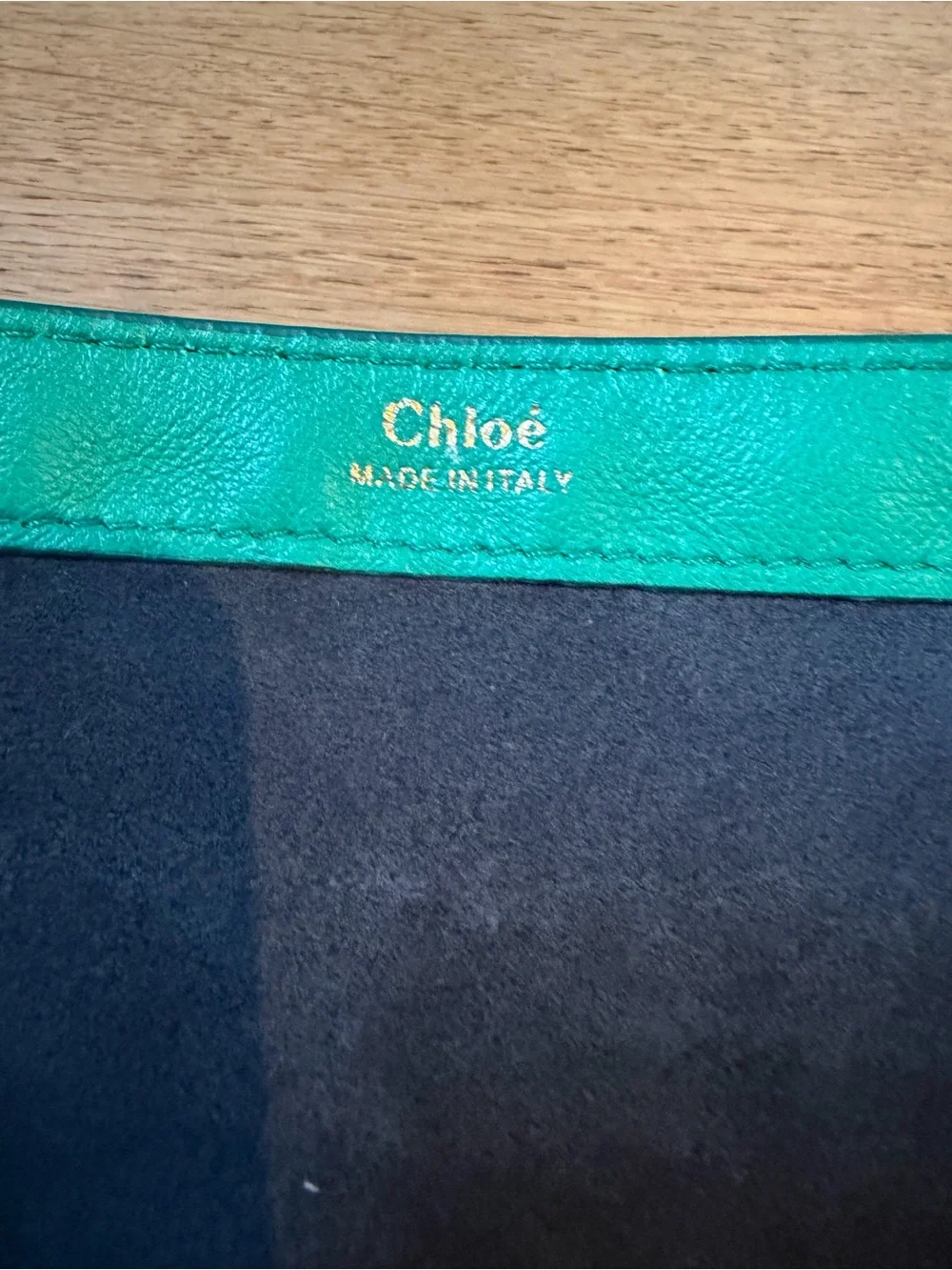 Chloe Emerald Green Braided-Trim Leather Clutch
